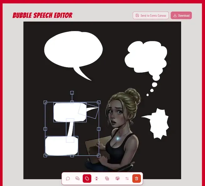 Speech bubble editing interface